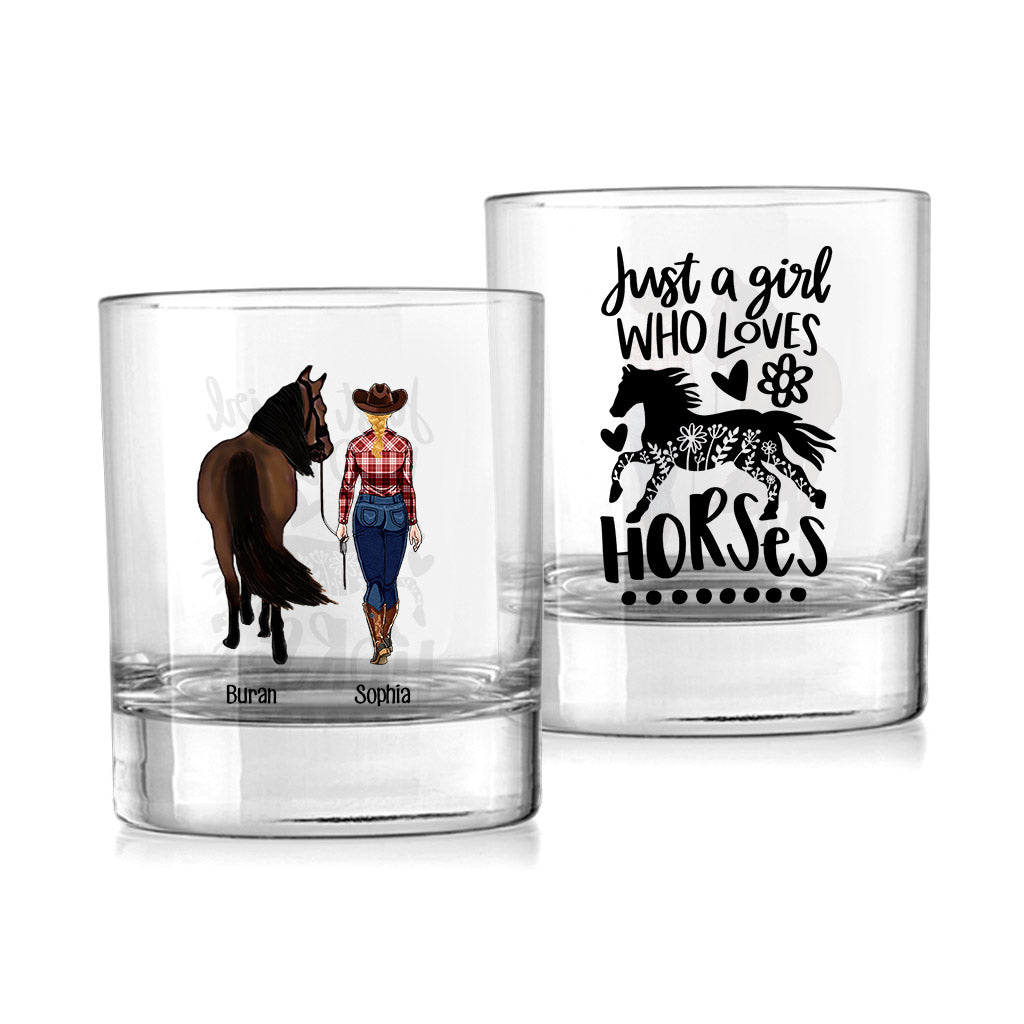 Just A Girl Who Loves Horses - Personalized Horse Rock Glass