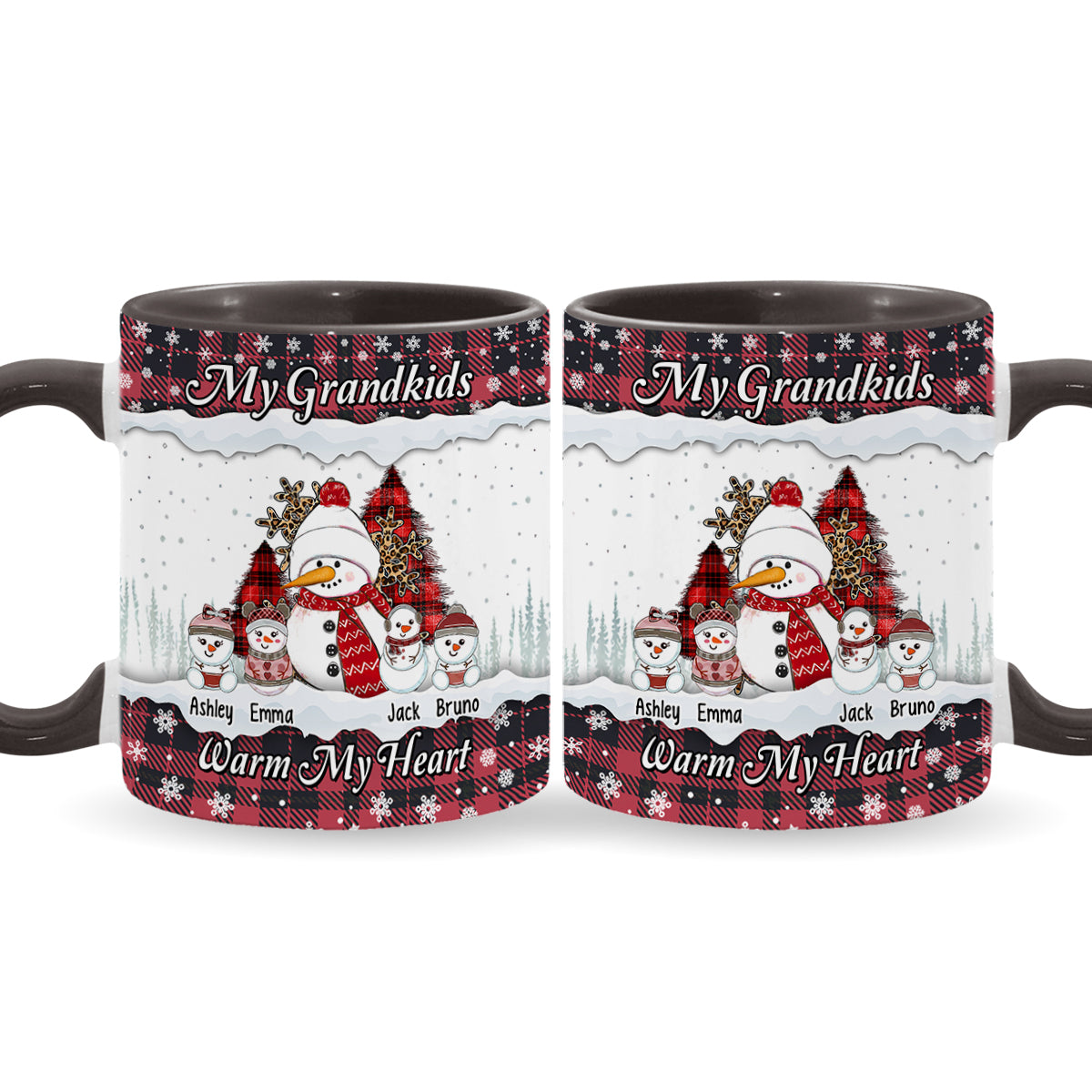 My Grandkids Warm My Heart - Personalized Grandma Accent Mug
