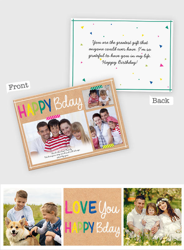 Thank You / Happy bday / Love you - Personalized Greeting Card