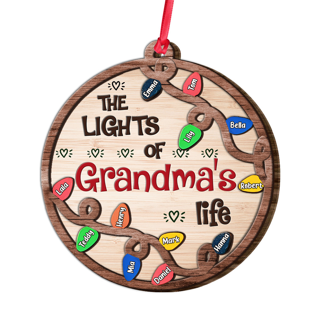 The Lights Of Grandma's Life - Personalized Grandma Layered Wood Ornament