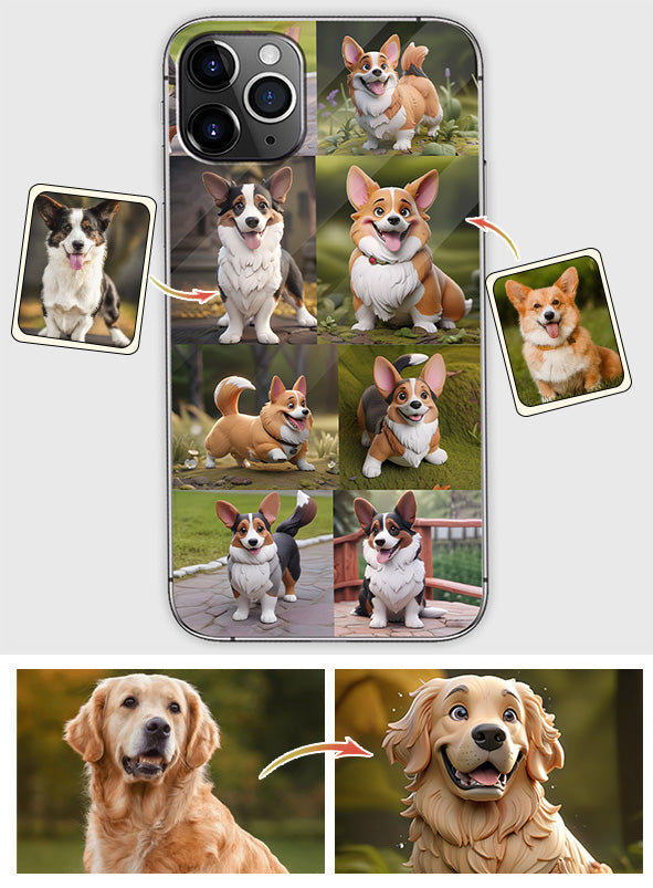 Cartoonize Pet Photos Collage - Gift for dog lovers, cat lover - Personalized Phone Case