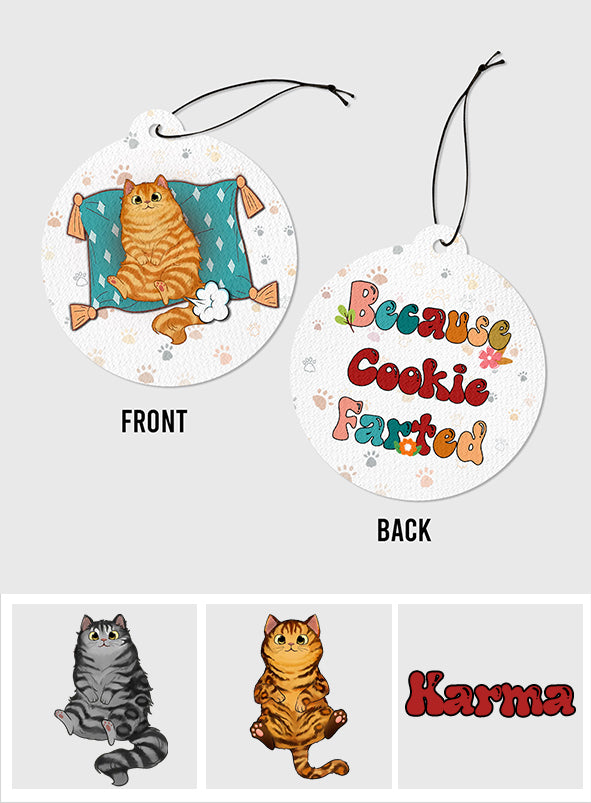 Because The Kitty Farted - Personalized Cat Circle Air Freshener