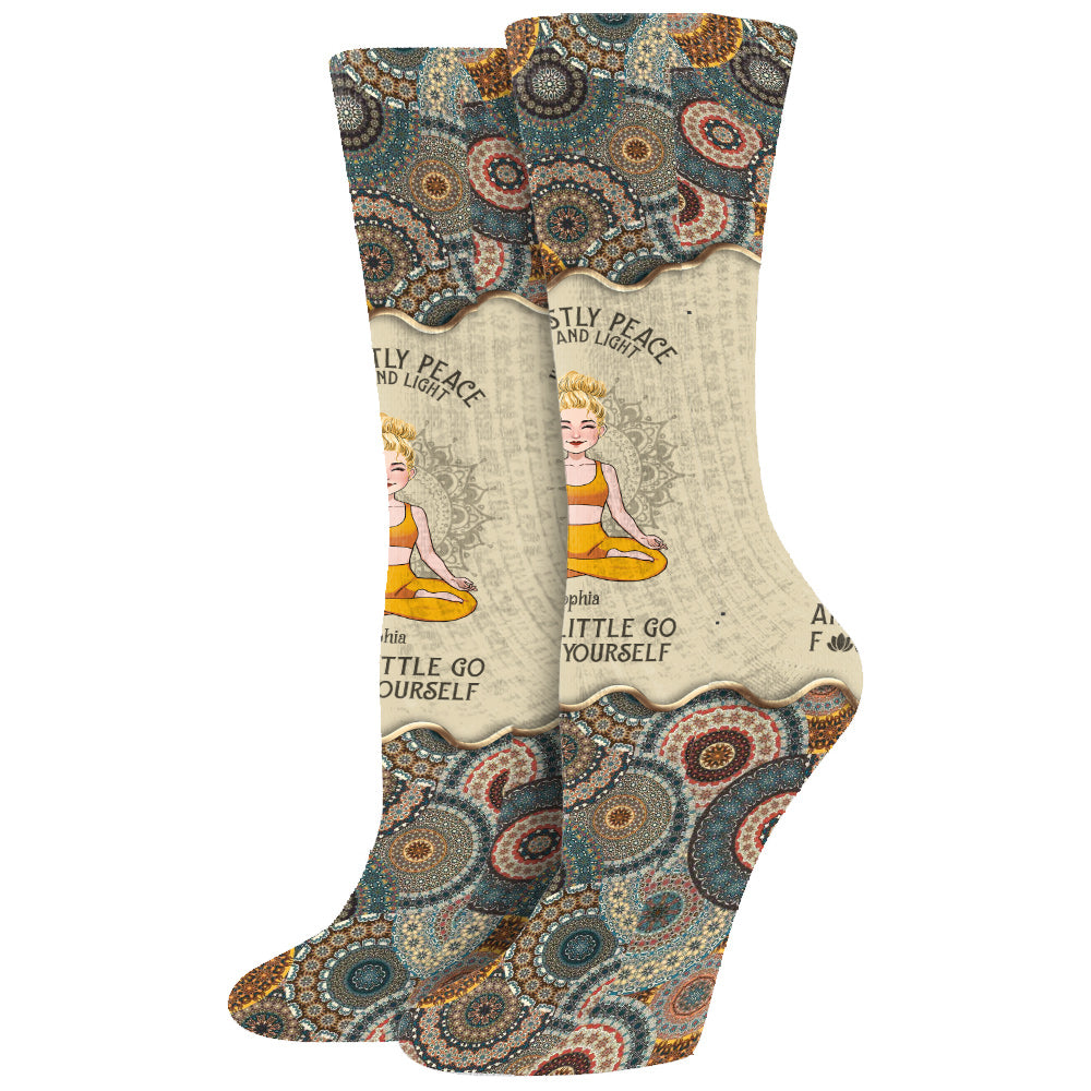 I'm Mostly Peace Love And Light - Personalized Yoga Socks