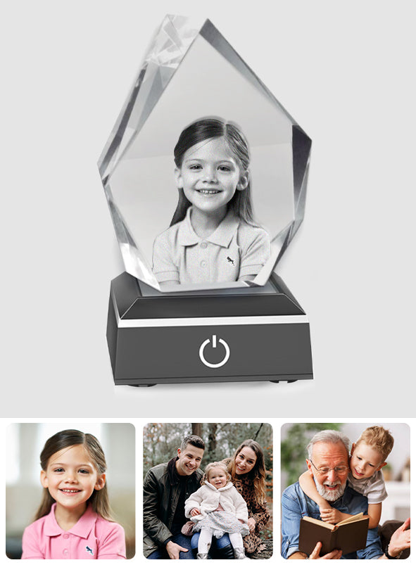 Custom Photo - Personalized granddaughter Laser Engraving 3D Iceberg Shaped Crystal Lamp