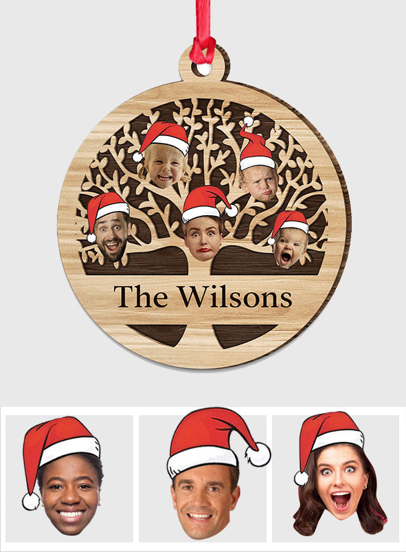 Family Name Christmas Tree Many Colors - Personalized Family Ornament