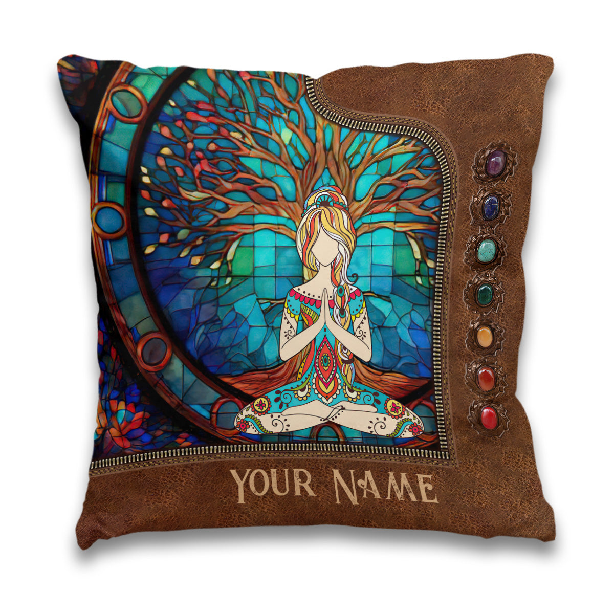 Namaste Green - Personalized Yoga Throw Pillow