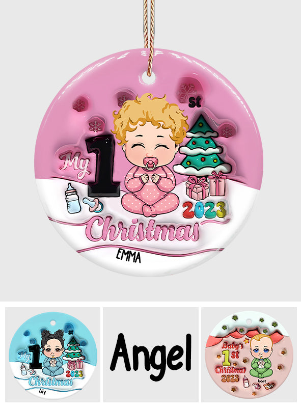 My 1st Christmas - Personalized Kid Ceramic Circle Ornament