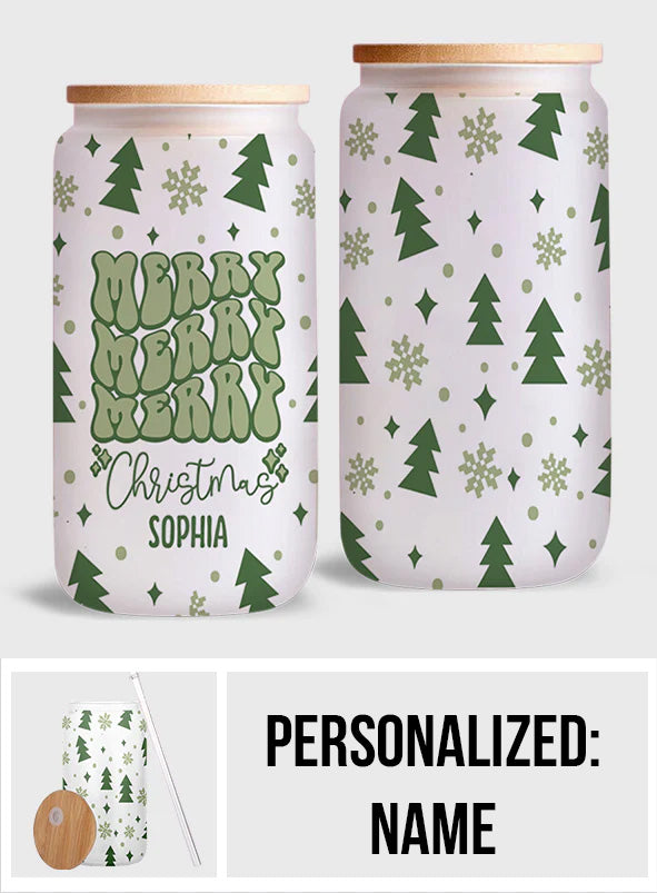 Merry Christmas - Personalized Christmas Can Glass