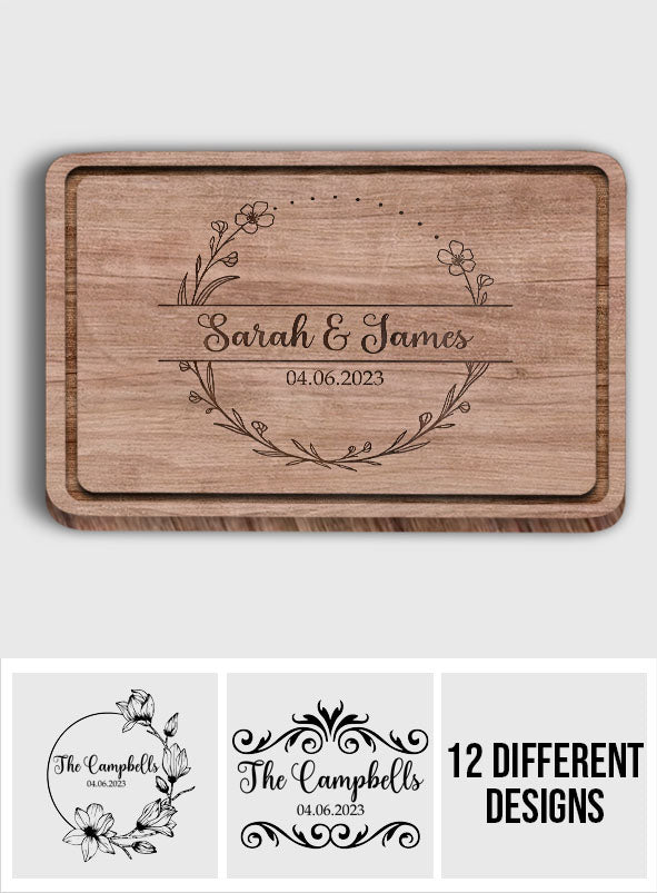 Cutting Board For Wedding Gift With Engraved Design - Personalized wedding Cutting Board
