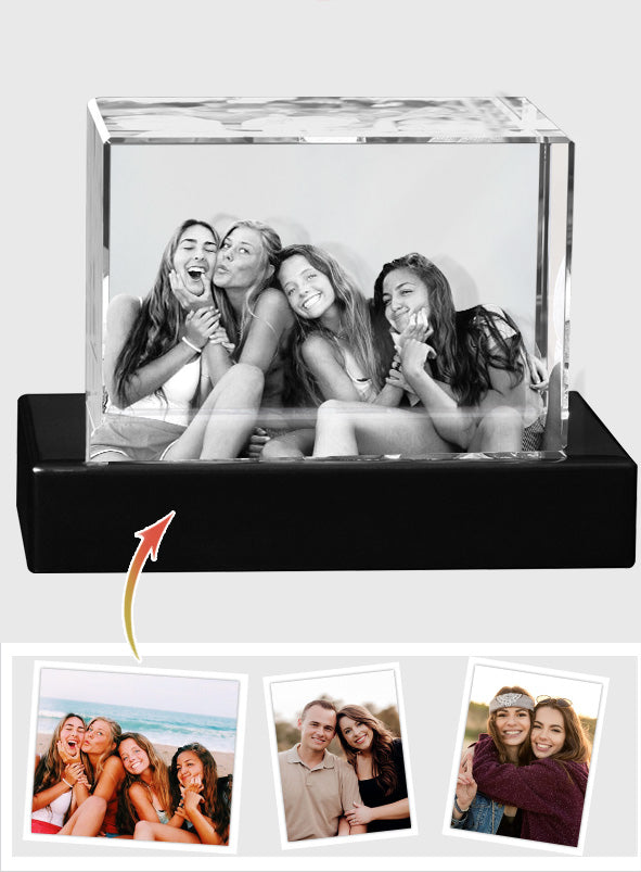 Custom Photo - Personalized granddaughter Laser Engraving 3D Cuboid Shaped Crystal Lamp