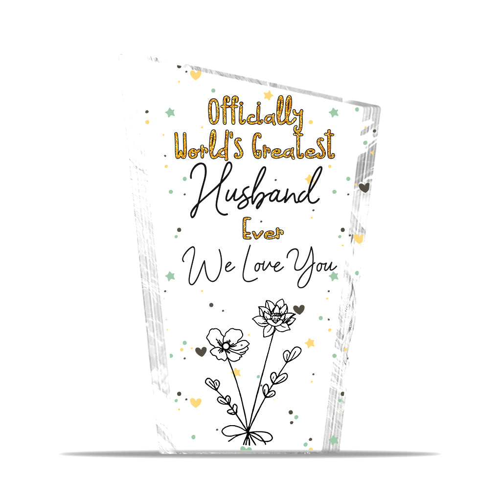 Officially World's Greatest Mom Ever - Gift for mom, grandma, wife, dad, grandpa, husband - Personalized Custom Shaped Acrylic Plaque