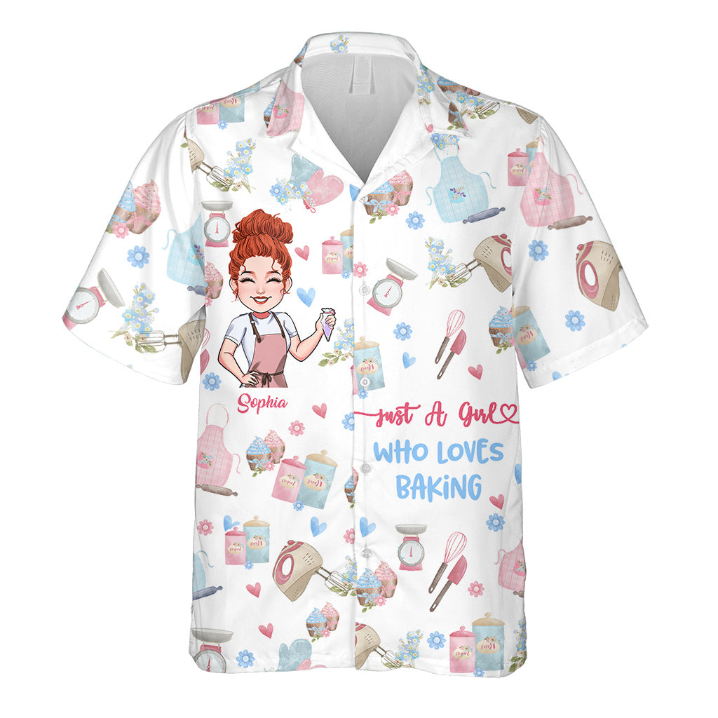 Just A Girl Who Loves Baking - Personalized Baking Hawaiian Shirt