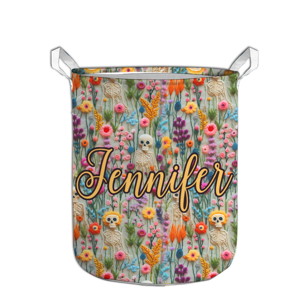 Floral Skeleton - Personalized Skull Storage Basket