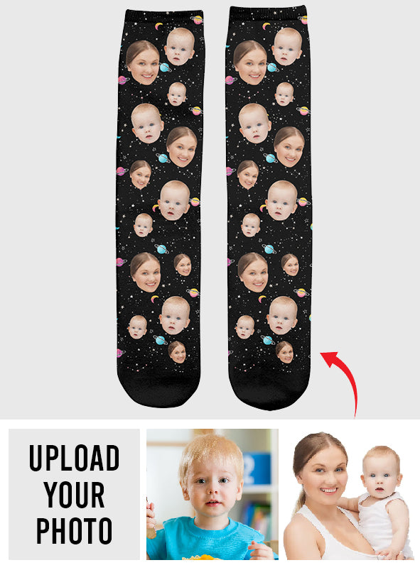 Custom Face Galaxy - Personalized Mother Socks
