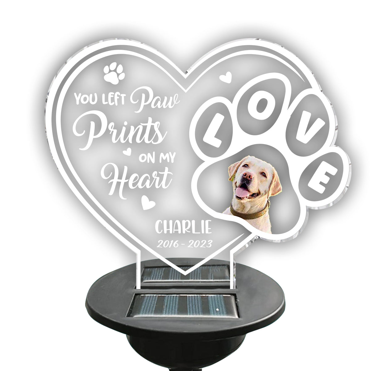 You Left Paw Print On Our Heart - Personalized Dog Garden Solar Light