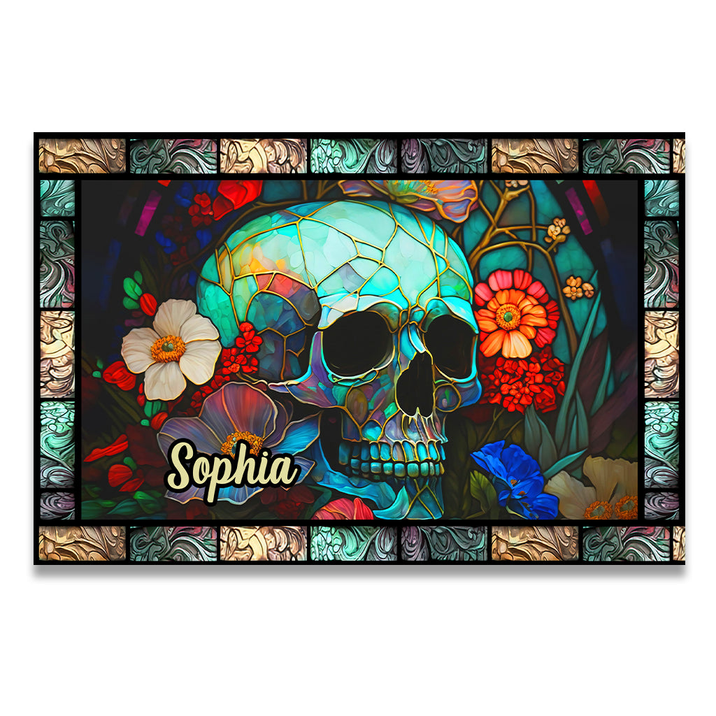 Floral Skull - Personalized Skull Doormat