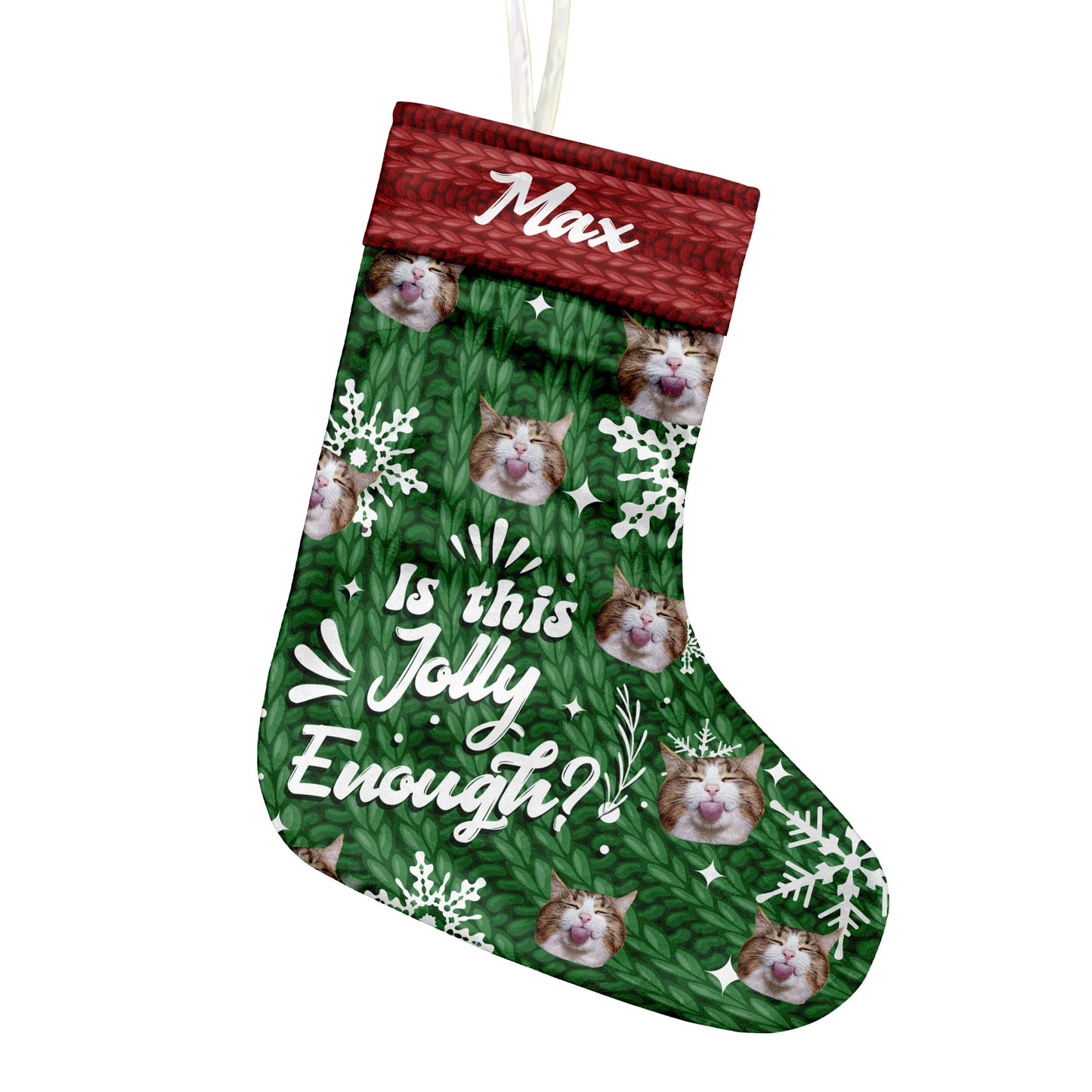 Is This Jolly Enough - Personalized Cat Christmas Stockings