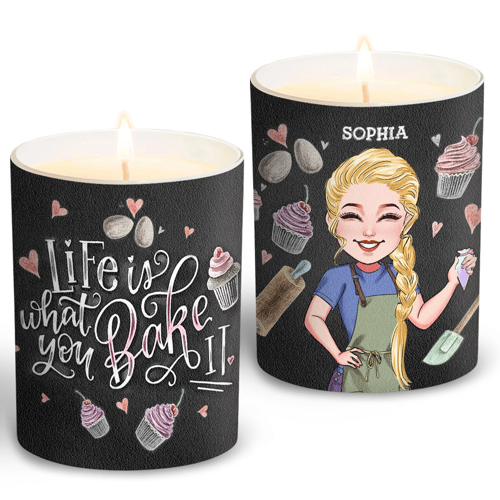 Life Is What You Bake It - Personalized Baking Candle With Wooden Lid