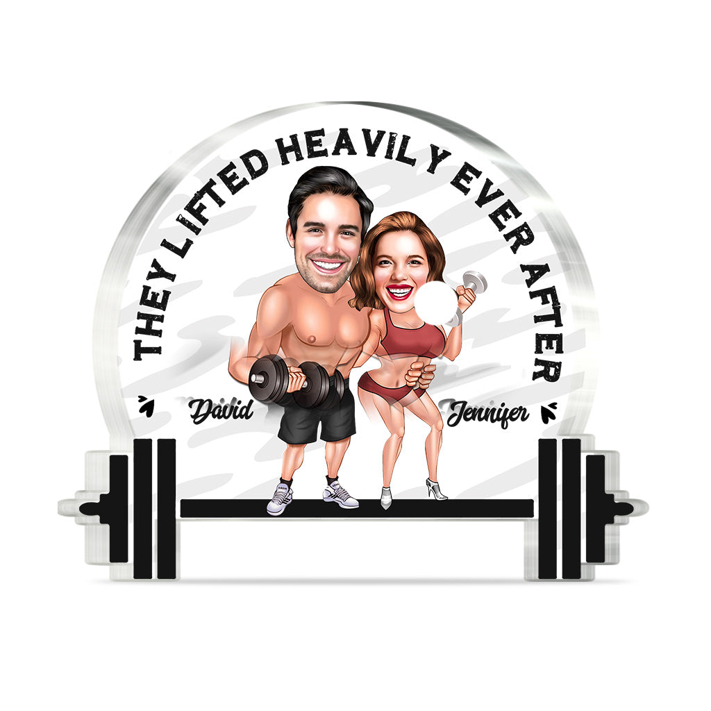 They Lifted Heavily Ever After - Personalized Fitness Custom Shaped Acrylic Plaque
