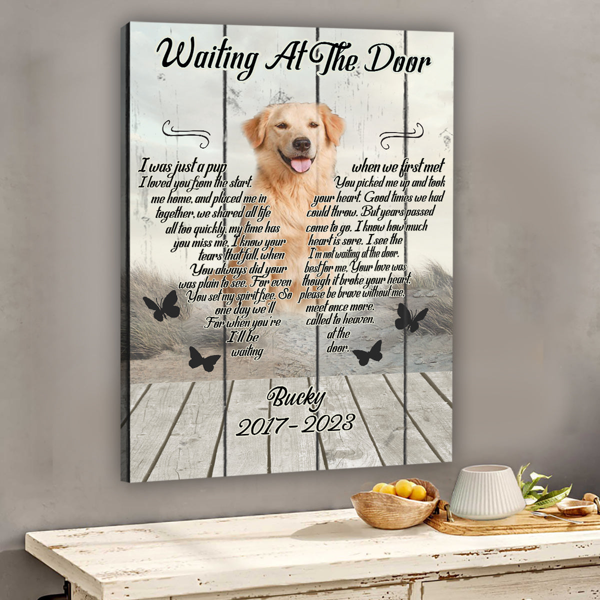 Waiting At The Door - Personalized Dog Canvas And Poster