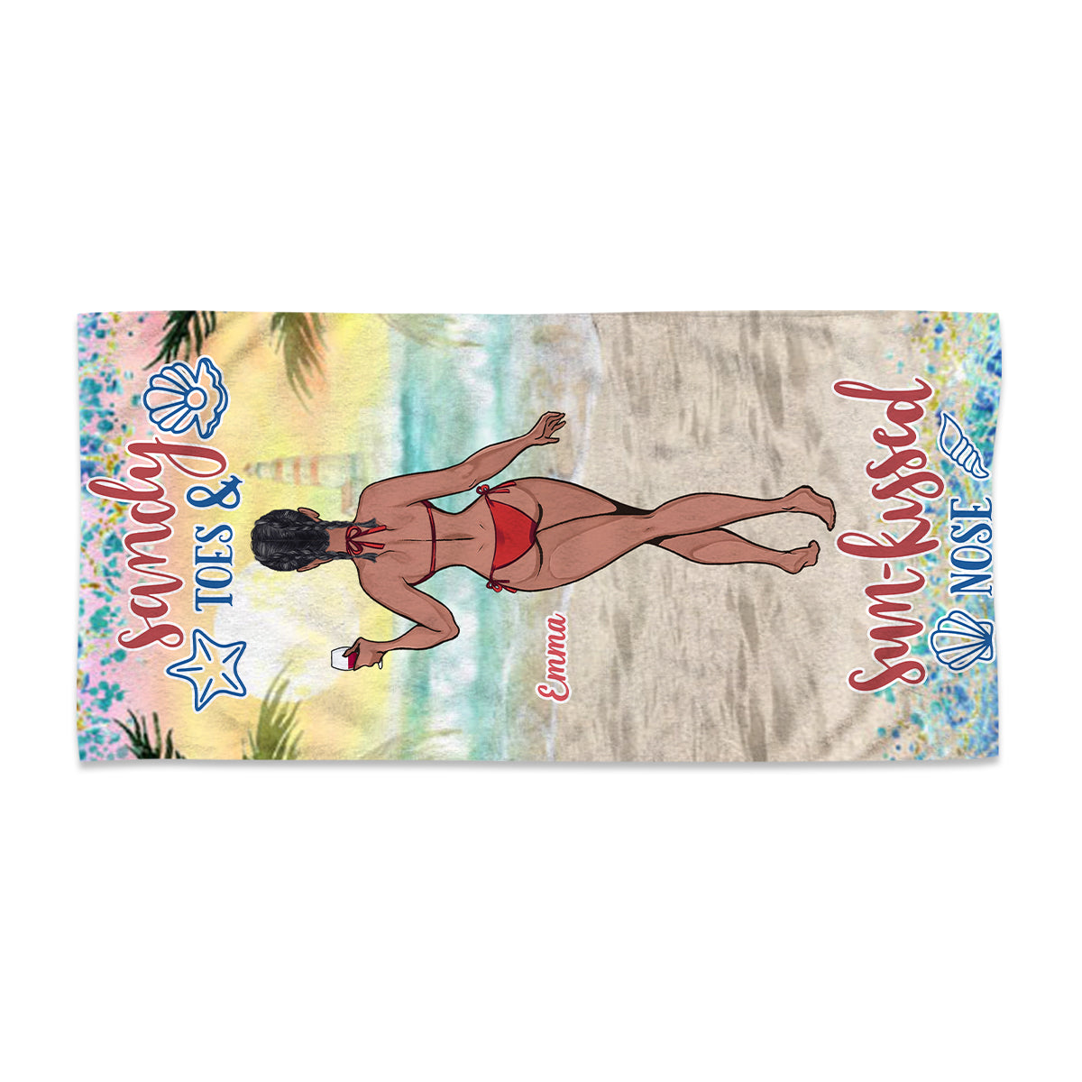Sandy Toes Sun Kissed Nose - Sea Lover gift for friend, sister, girlfriend, wife, mom - Personalized Beach Towel