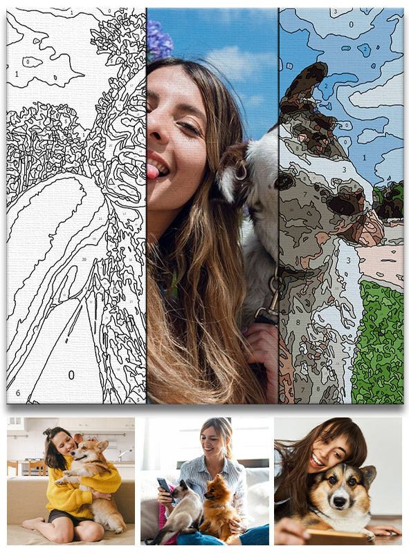 Custom Photo - Personalized Dog Paint By Numbers Kit