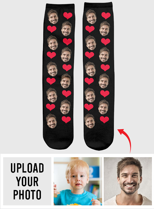 Custom Face Heart Pattern - Personalized Uncle Socks