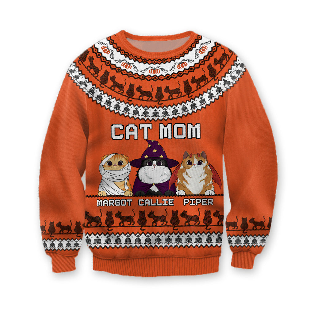 Cat Mom - Personalized Cat Ugly Sweater