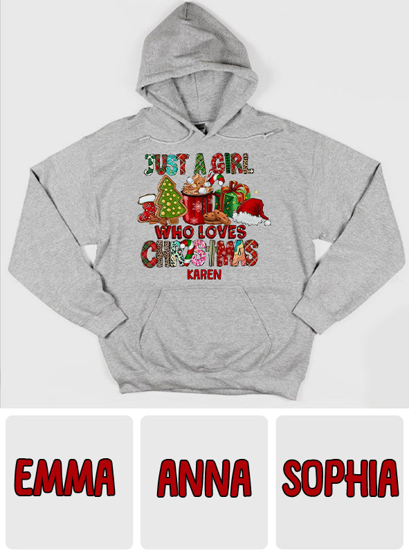 Just A Girl Who Loves Christmas - Personalized Christmas T-shirt And Hoodie