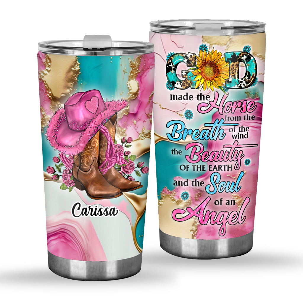 Country Girl Sunflower Turquoise Blue - Personalized Horse Tumbler