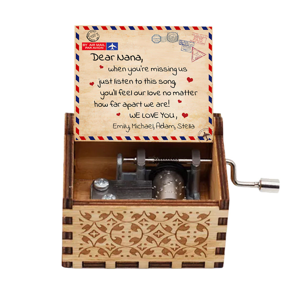 When You're Missing Us - Gift for grandma, mom, daughter, granddaughter, son, grandson, dad, grandpa - Personalized Hand Crank Music Box