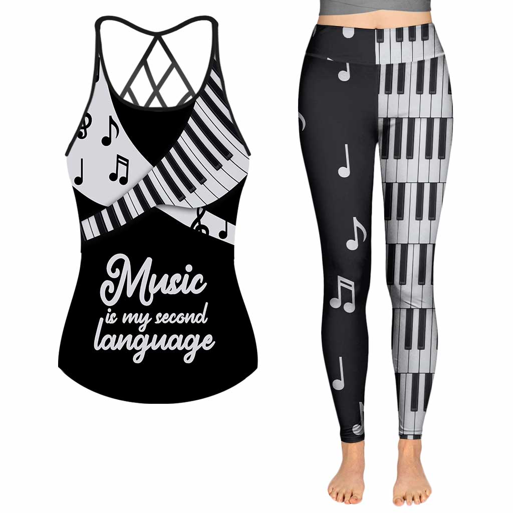 Music Lovers - Piano Cross Tank Top and Leggings