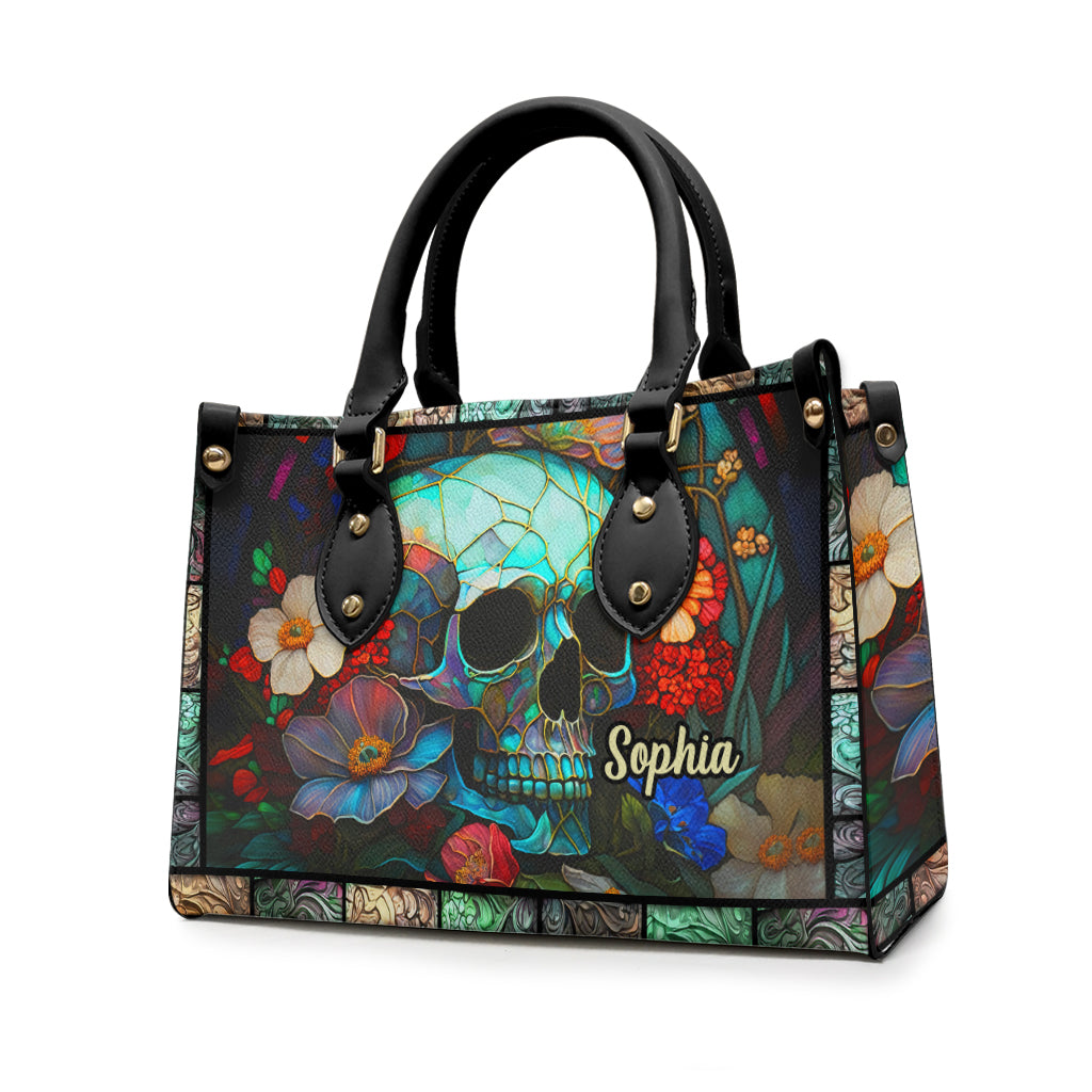 Floral Skull - Personalized Skull Leather Handbag