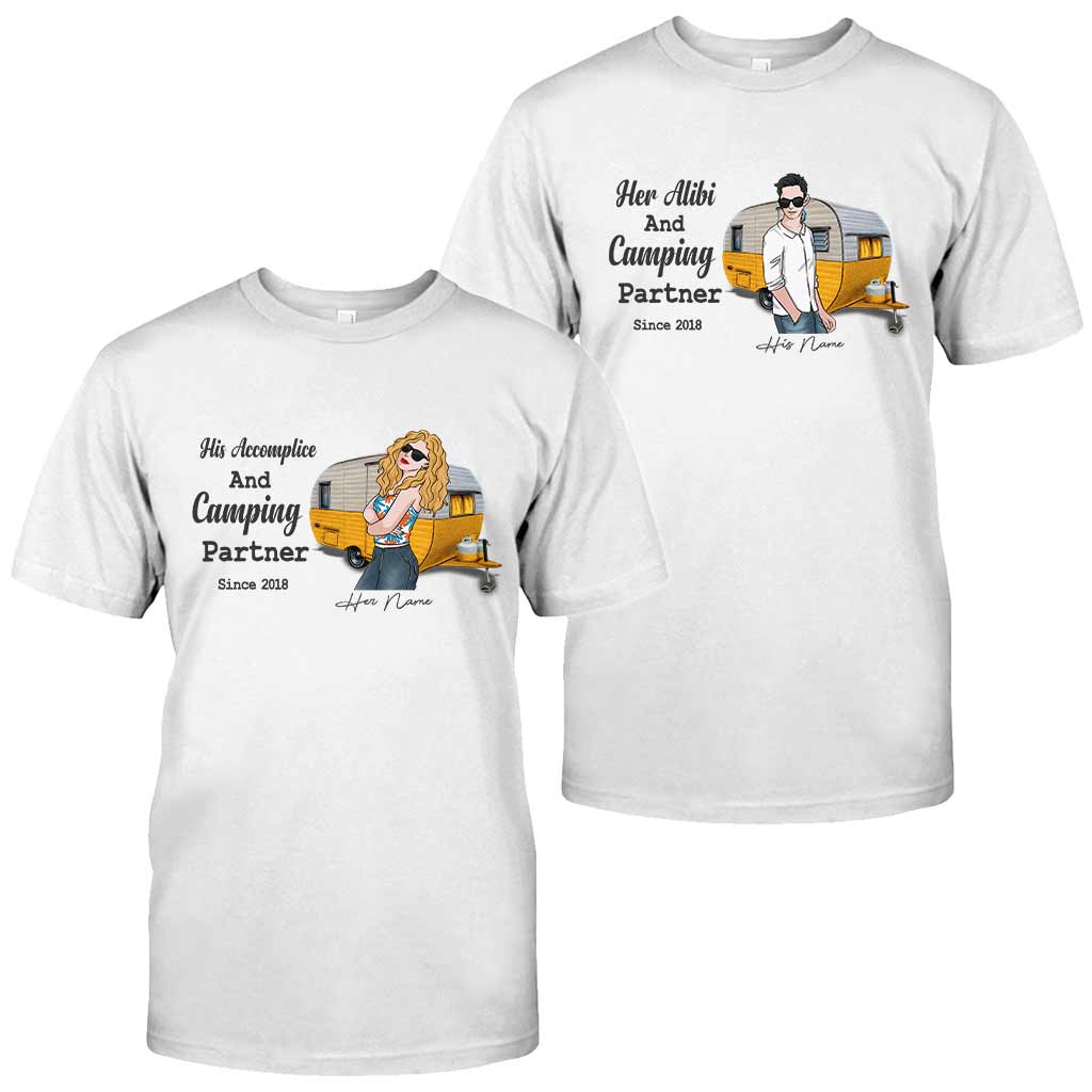 Her Alibi And Camping Partner - Personalized Couple T-shirt and Hoodie