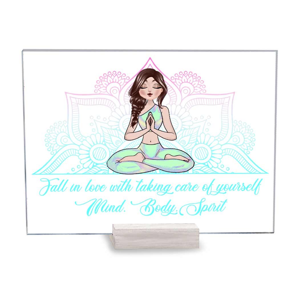 Namaste Take Care Of Thyself - Personalized Yoga Transparent Acrylic Plaque
