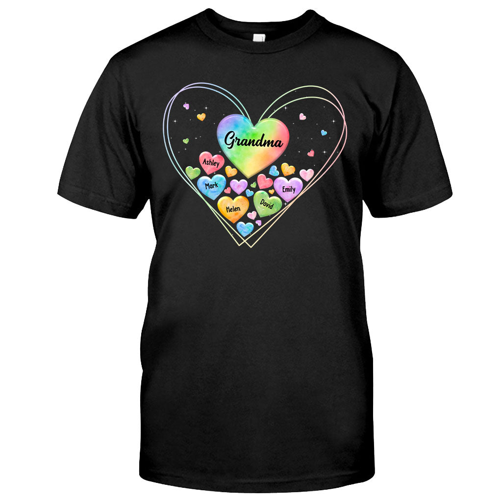 Colorful Heart Of Grandma Mother - Gift for grandma, grandma, mom - Personalized T-shirt And Hoodie