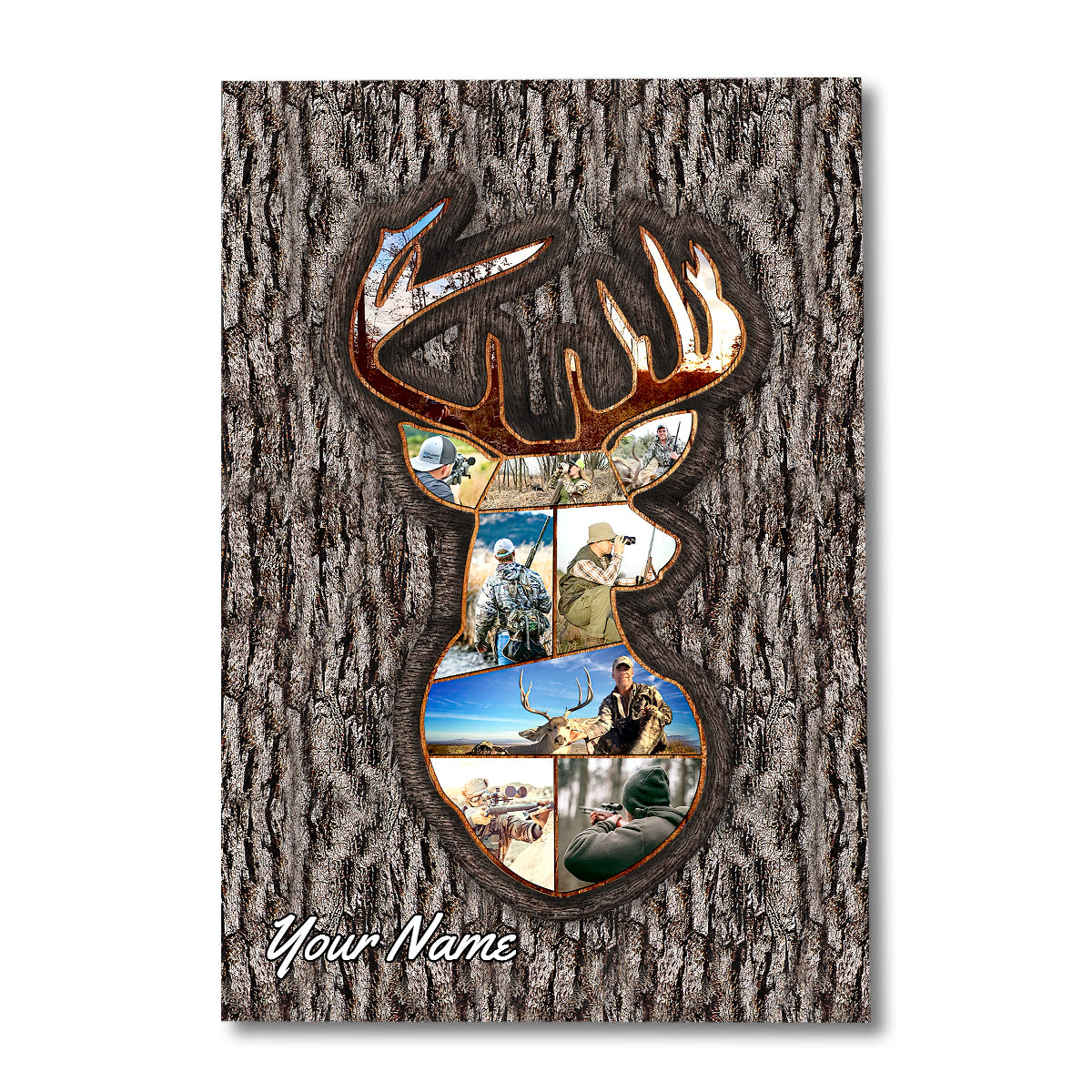 Hunting Memories Tree Carving Photo Inserted - Personalized Hunting Canvas and Poster