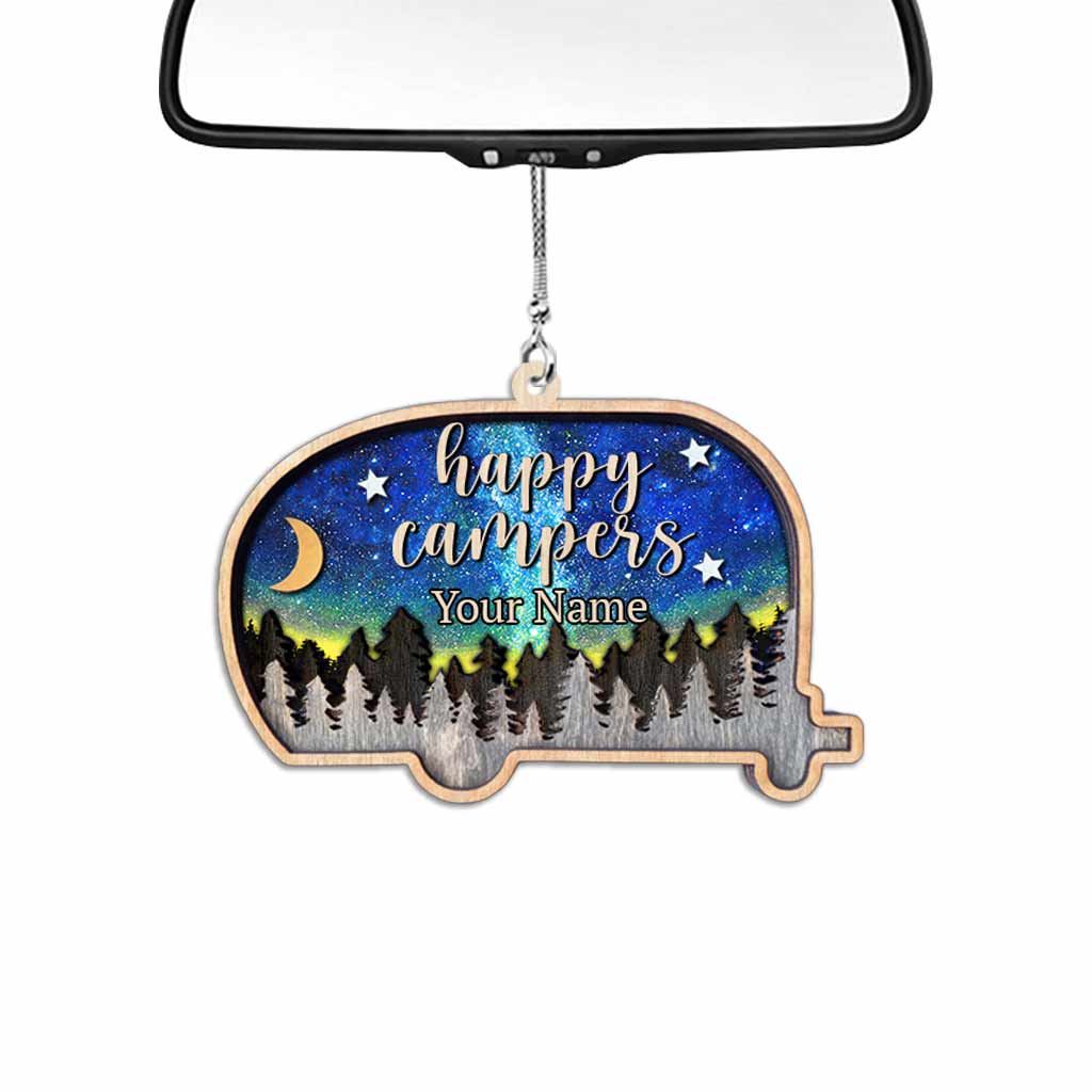 Happy Campers Couple - Personalized Camping Car Ornament (Printed On Both Sides)