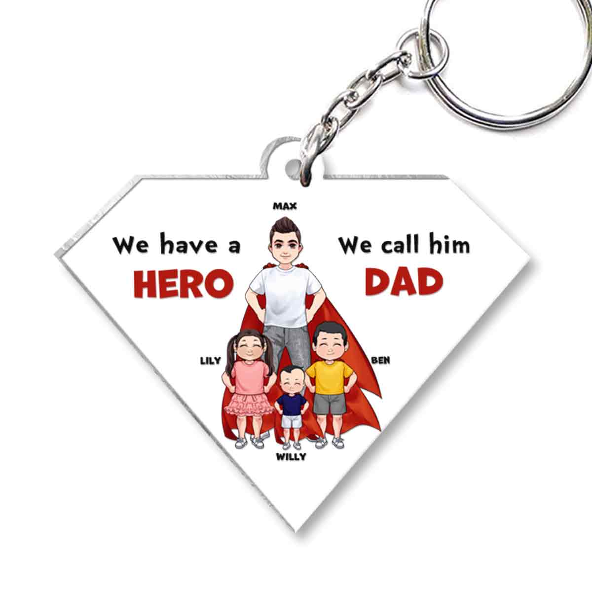 Dad Are Like Super Heroes - Personalized Father Transparent Transparent Keychain
