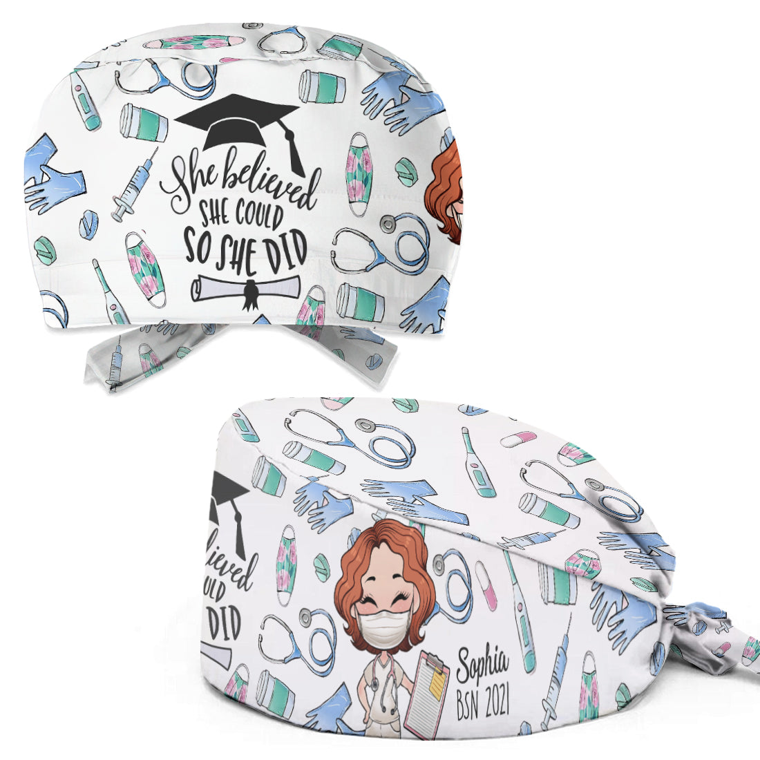 She Believed She Could - Personalized Nurse Scrub Cap