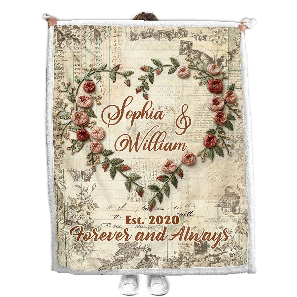 Forever And Always - Personalized Couple Blanket