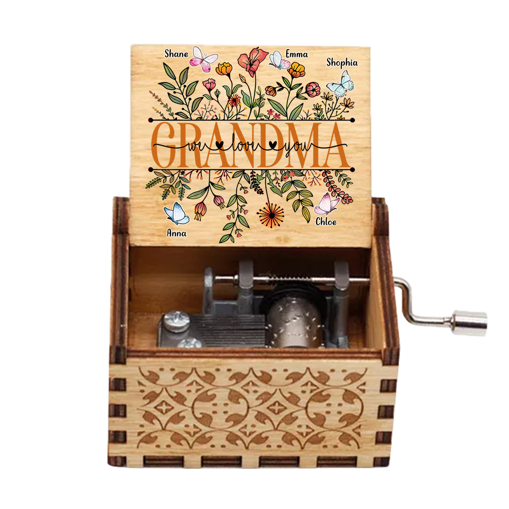 Grandma We Love You - Personalized Mother's Day Grandma Hand Crank Music Box