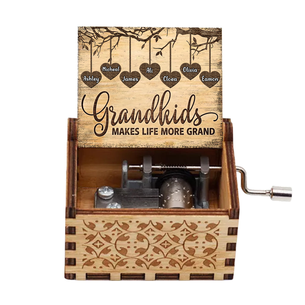 Grandkids Make Life - Personalized Mother's Day Grandma Hand Crank Music Box