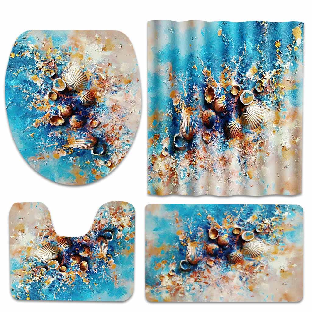 Sea Shell - Sea Lover Bathroom Curtain & Mats Set