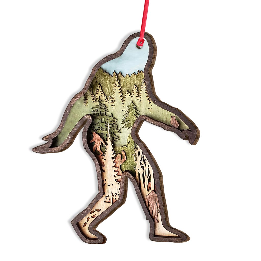 Bigfoot Saw Me - Christmas Camping Layered Wood Ornament