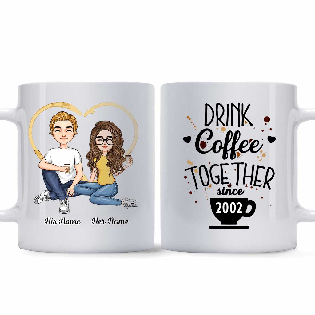 Drink Coffee Together - Personalized Couple Mug