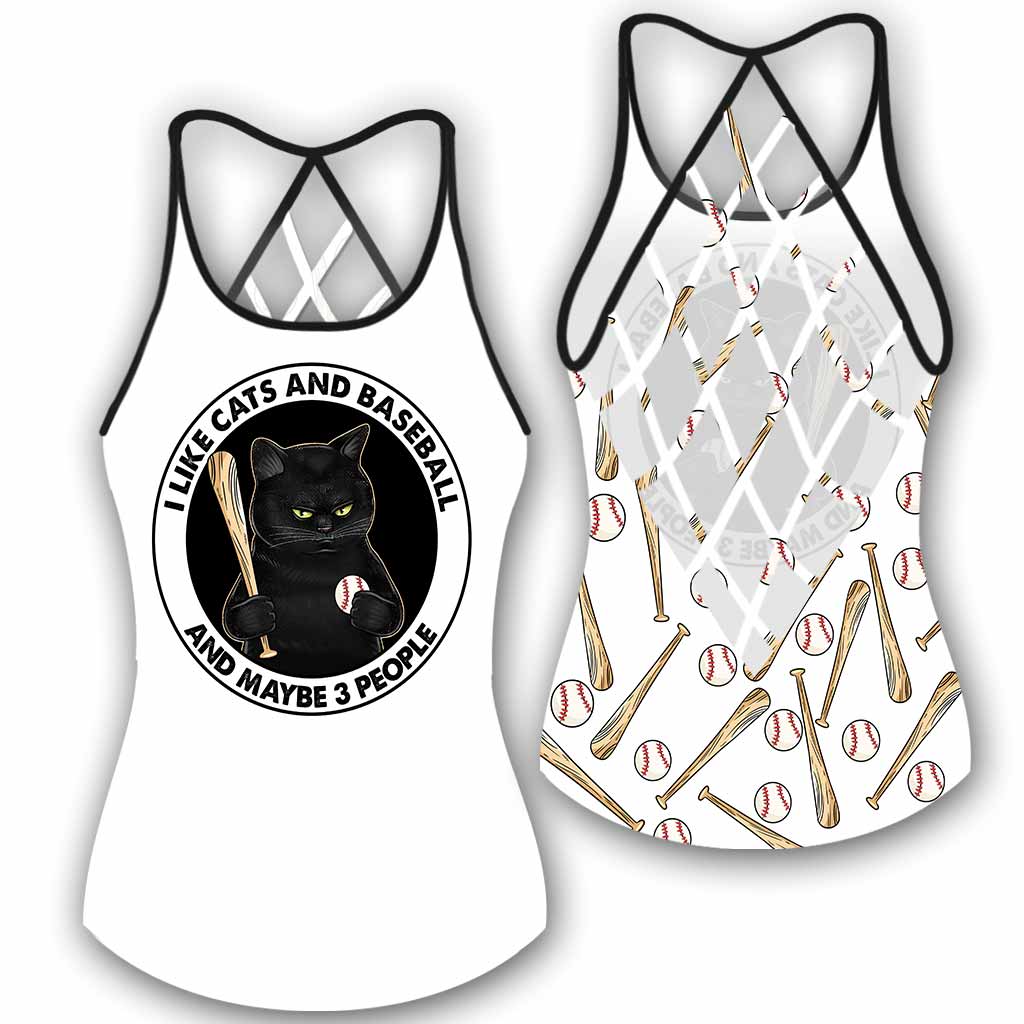 I Like Cats And Baseball Cross Tank Top