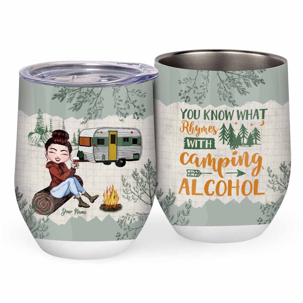 You Know What Rhymes With Camping - Personalized Wine Tumbler