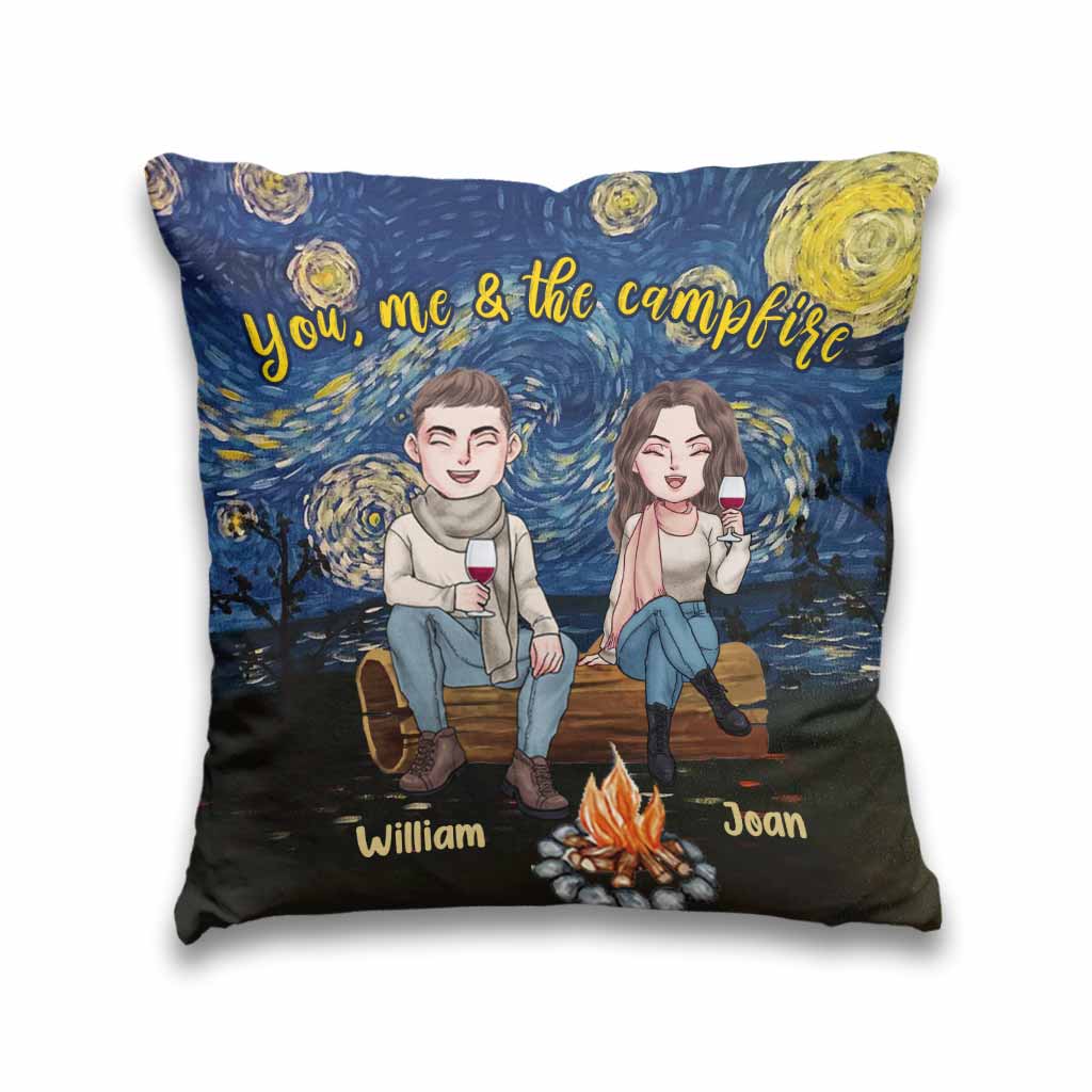 You Me And The Campfire - Personalized Couple Camping Throw Pillow