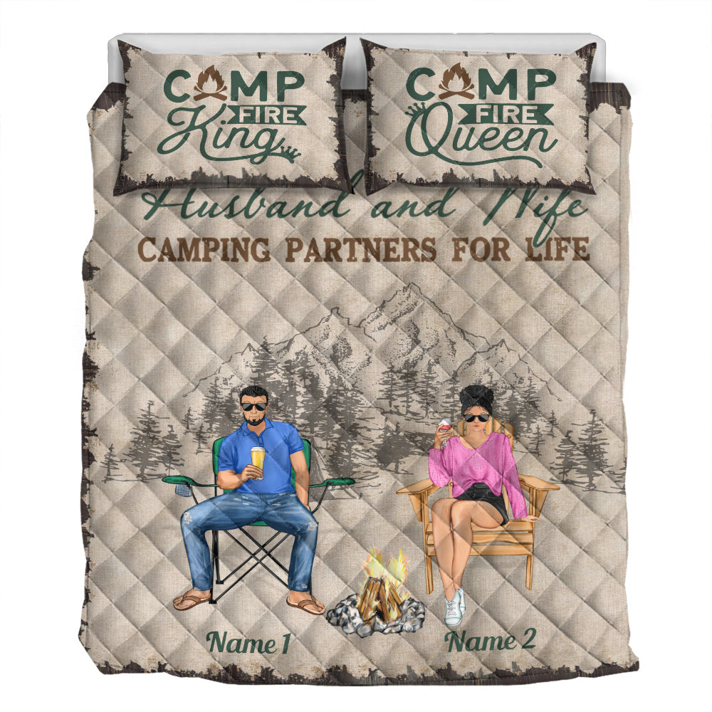 Camping Couple - Personalized Couple Camping Quilt Set